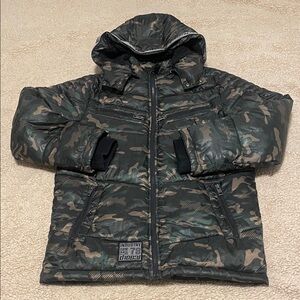 Camouflage Puffer Jacket with Hood